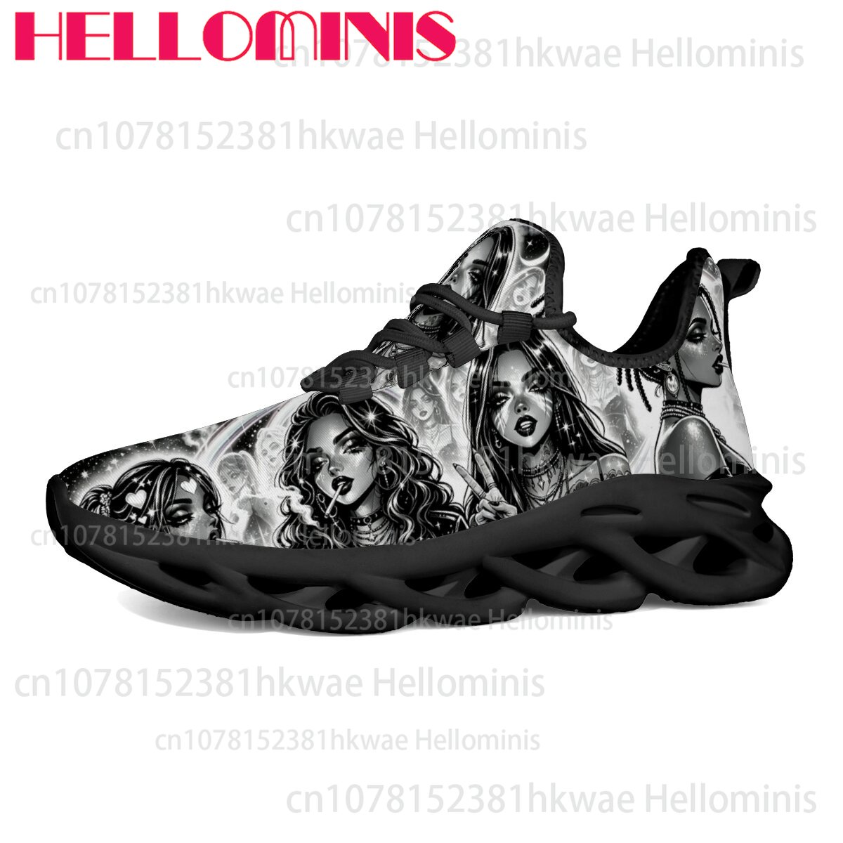 Street Fashion Walking - Grayscale Figure Art Print Chunky Hollow