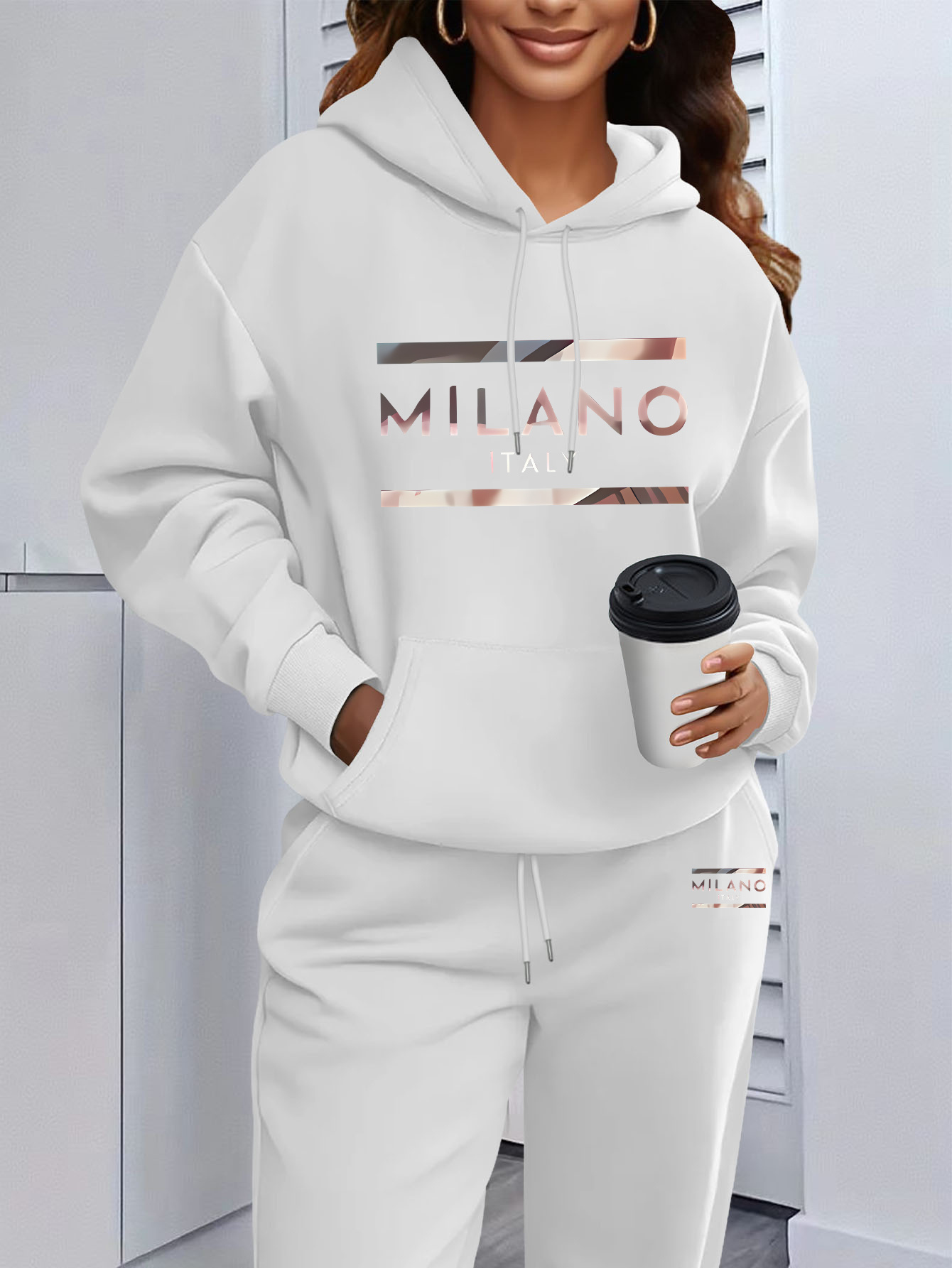Street Fashion Milano - Dames Milano Letter Print Hoodie &
