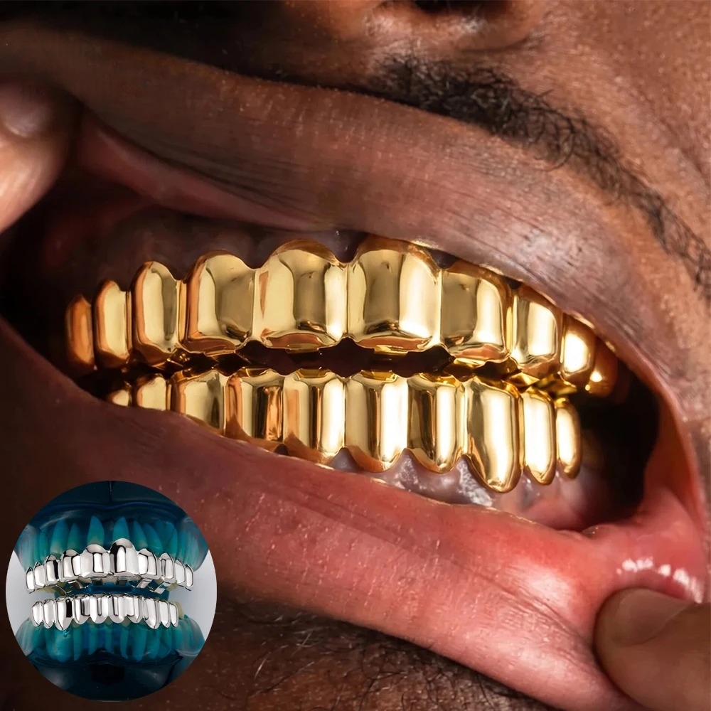 Street Fashion Jewelry - Goudkleurige Hip Hop Grillz Set Zonder