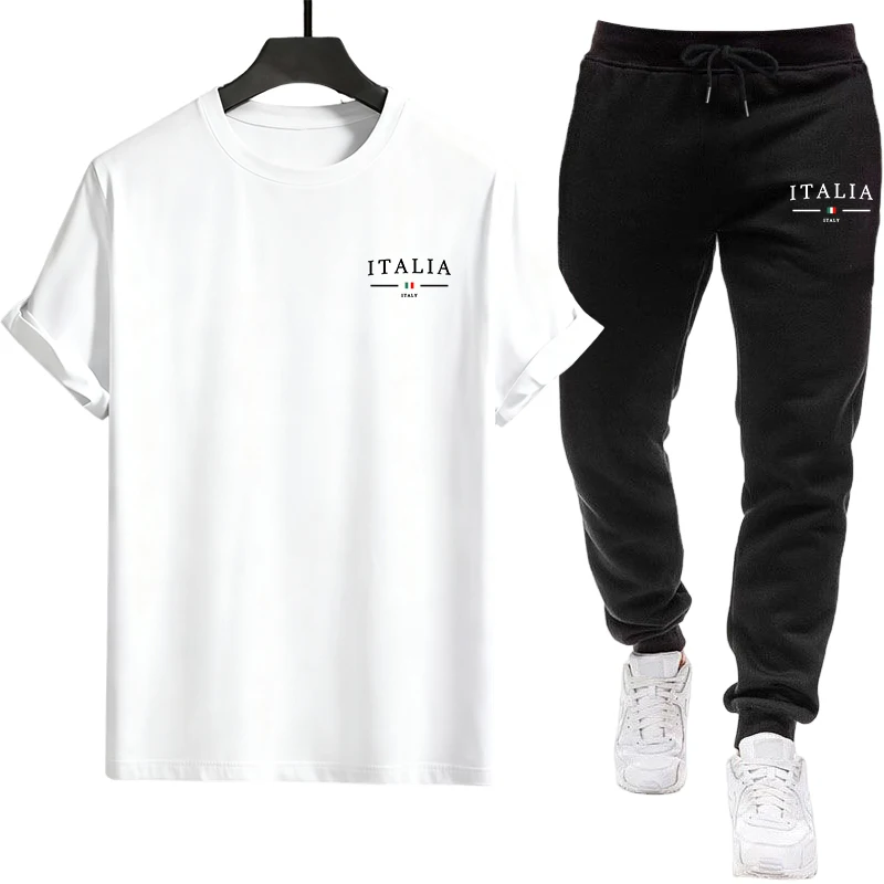 Italy Fashion Street - Italiaanse Heren Streetwear Set: Crew Neck