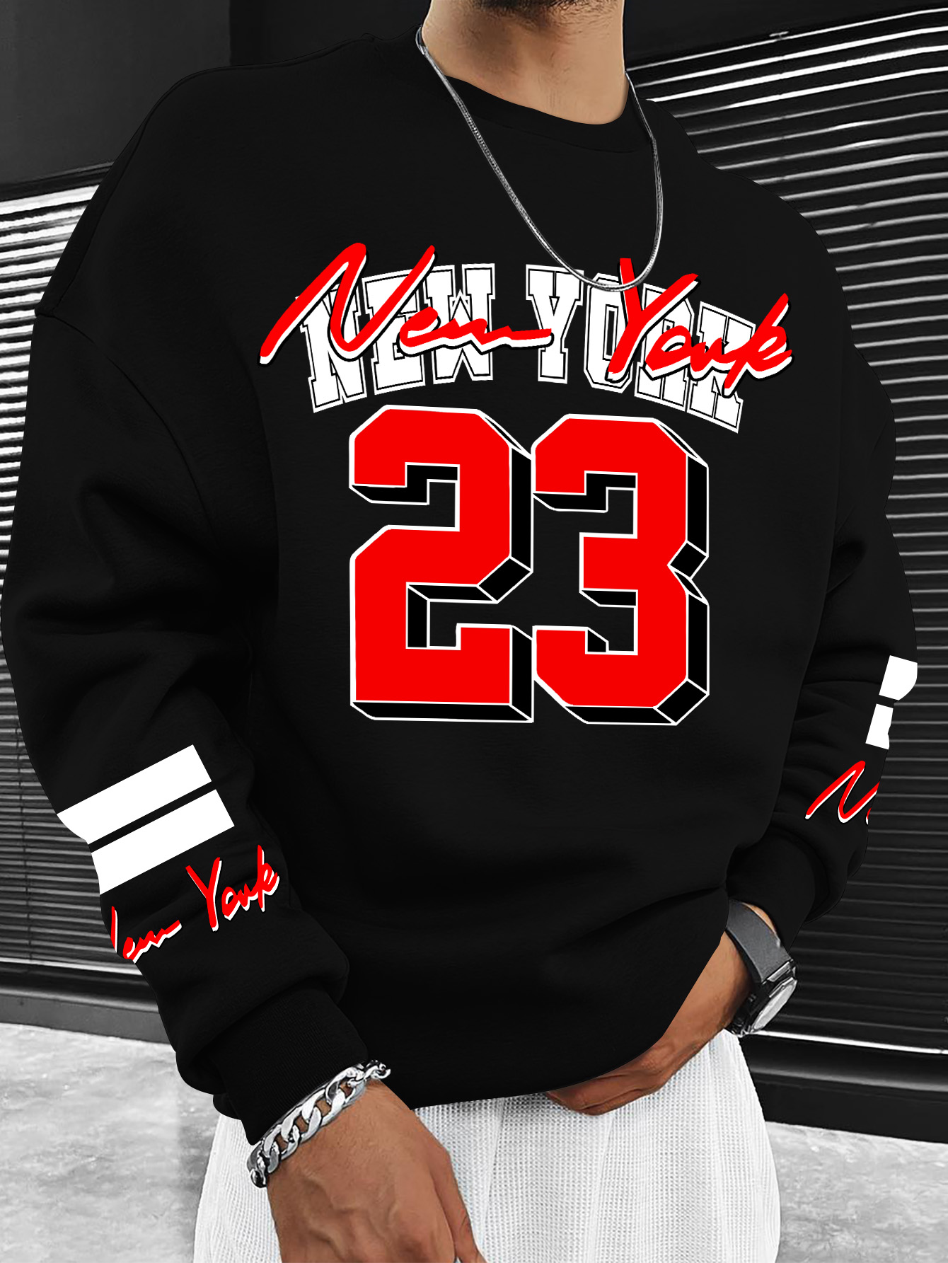 Street Style New York Fashion - Herensweatshirt, damesmodel, met opdruk van het