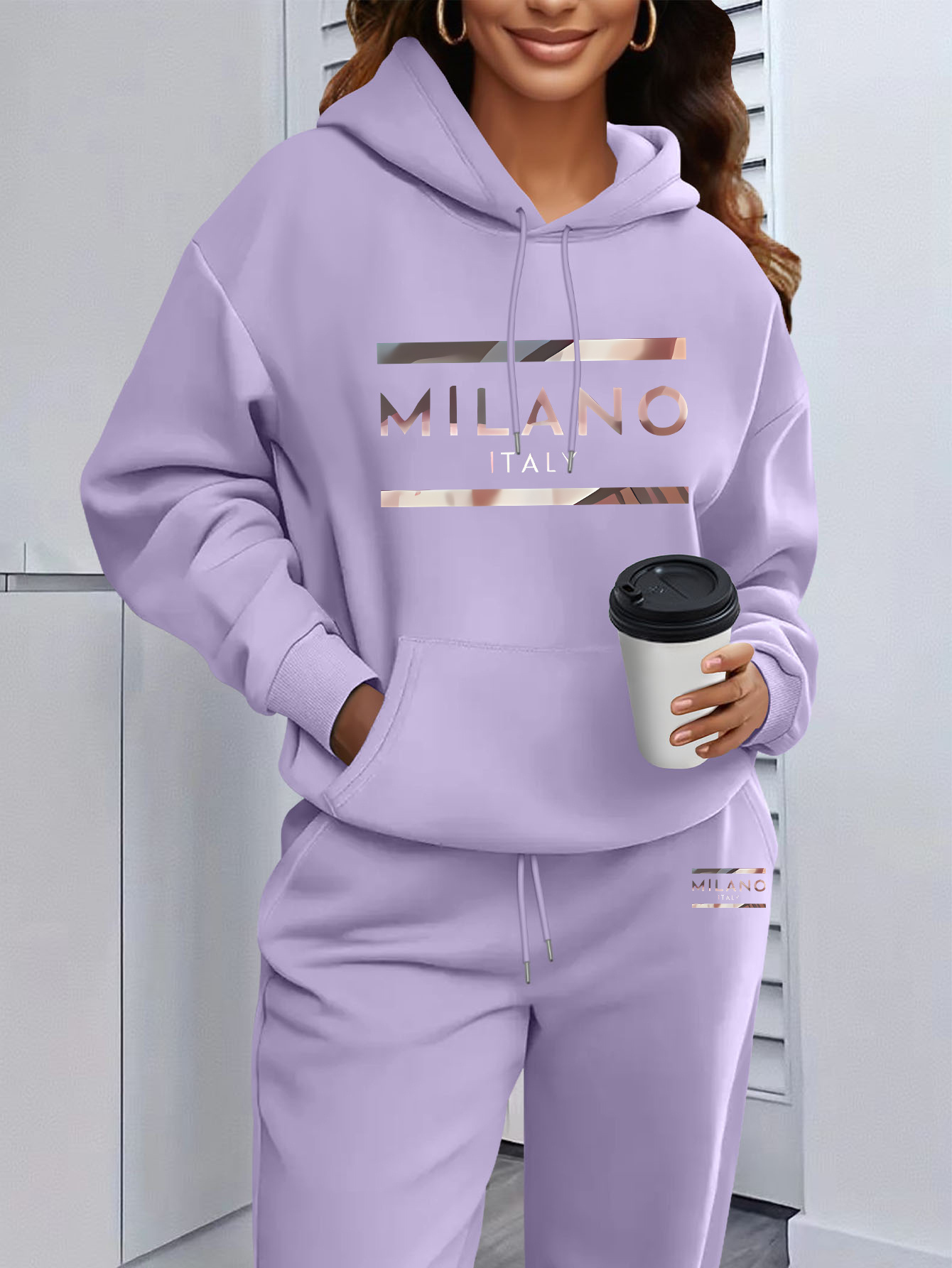 Dames Milano Letter Print Hood - Street Fashion Milano recensie en prijs