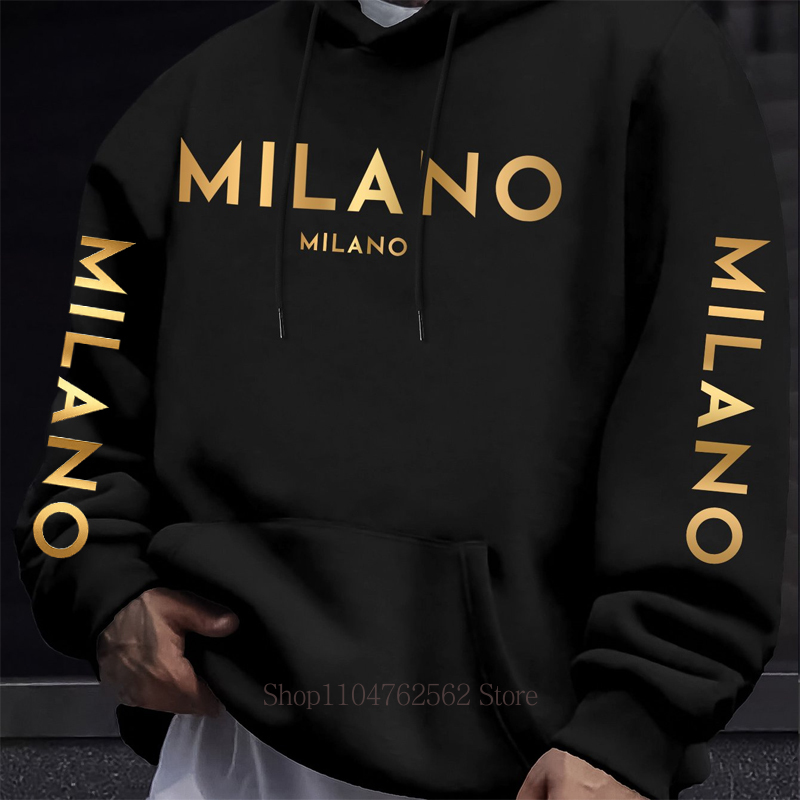 Milano Letter Print Hoodie voo - Street Fashion Milano recensie en prijs